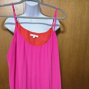 Skies Are Blue Womens Hot Pink Orange Colorblock Pleated Cami Top Large